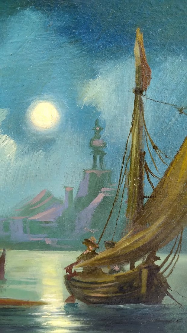 Oil painting Moonlight night Alexander Arkadievich Litvinov - 3