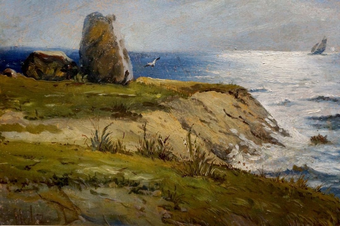 Oil painting Ships at sea - 2