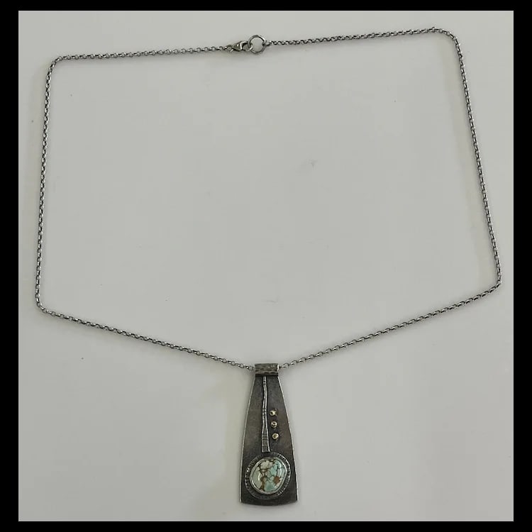 Estate Artisan Handmade Sterling Silver Multi Media Pendant/ NecklaceSterling SilverWeighs 13.6 - 2