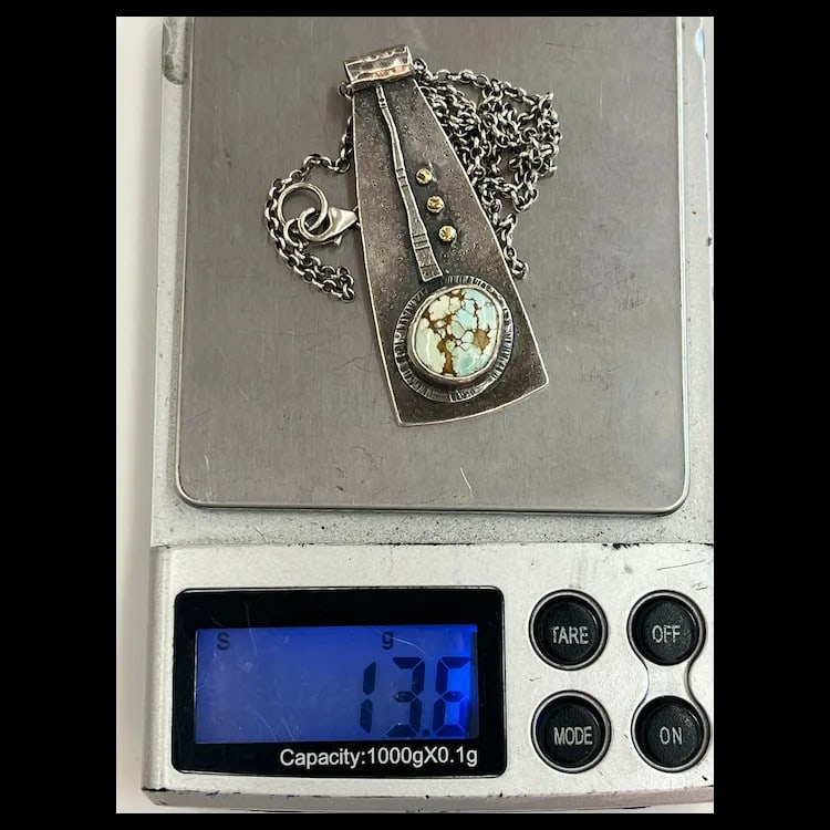 Estate Artisan Handmade Sterling Silver Multi Media Pendant/ NecklaceSterling SilverWeighs 13.6 - 7