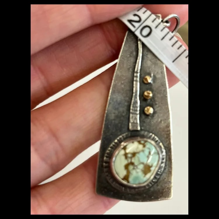 Estate Artisan Handmade Sterling Silver Multi Media Pendant/ NecklaceSterling SilverWeighs 13.6 - 8