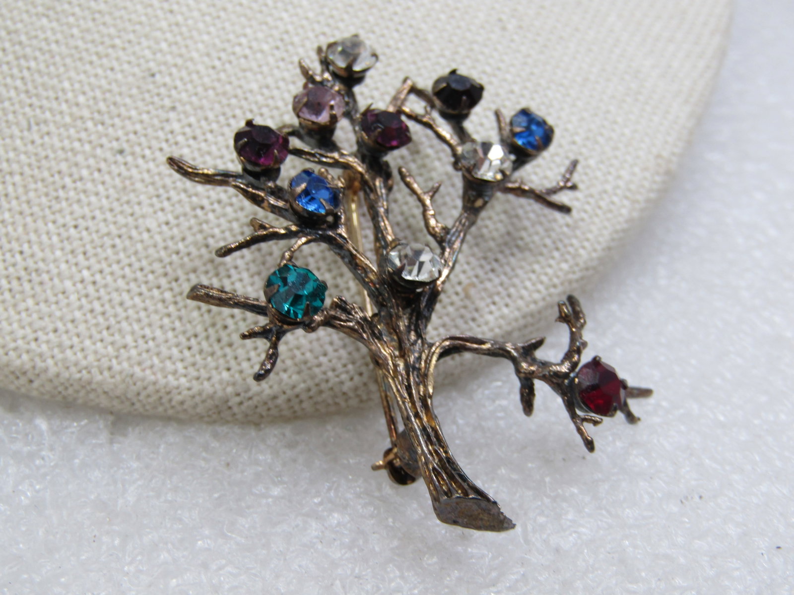 Vintage Sterling Tree/Branch Brooch with Rhinestones, Signed H - 2