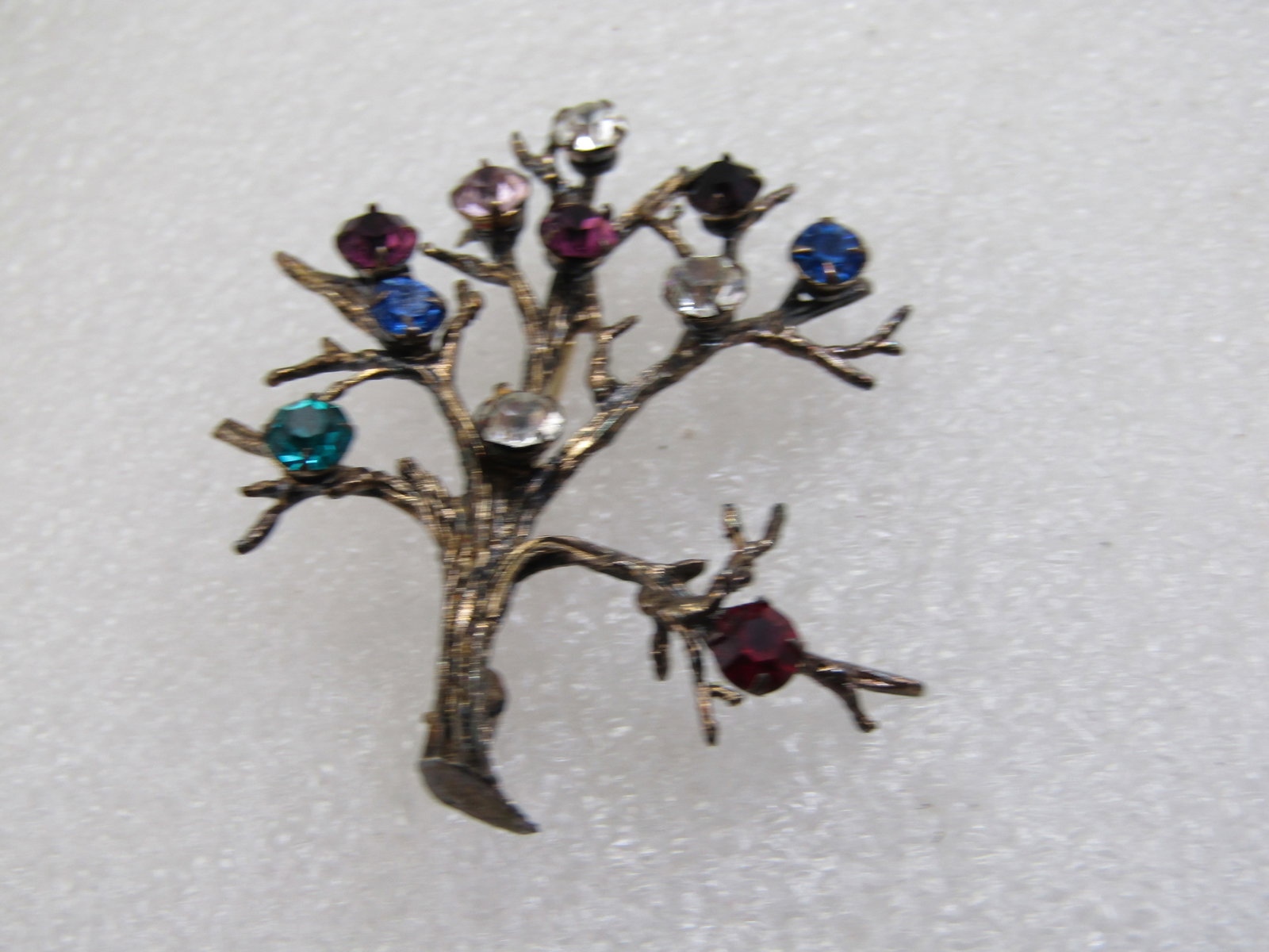Vintage Sterling Tree/Branch Brooch with Rhinestones, Signed H - 4
