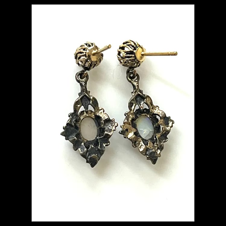 Vintage Filigree Opal Earrings and Stick Pin Set - 4
