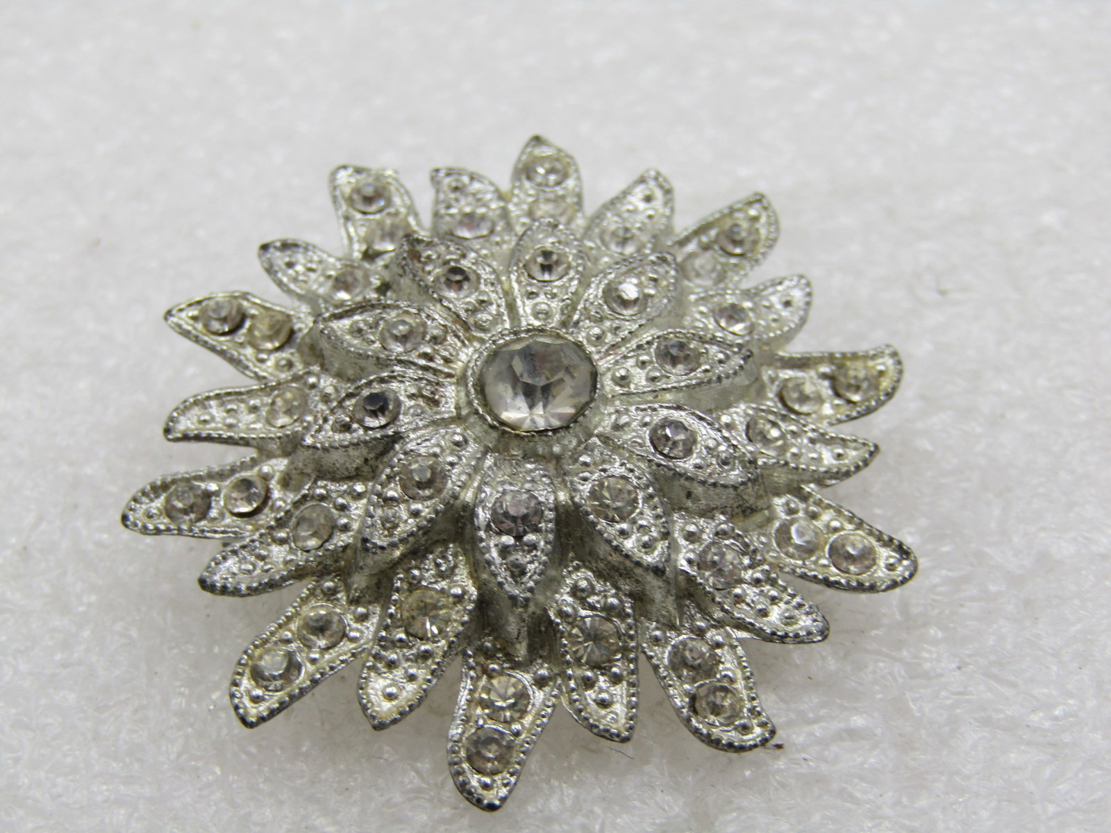 Vintage Rhinestone Floral Blossom Brooch, 1920's, C-Clasp. 1.5" - 3