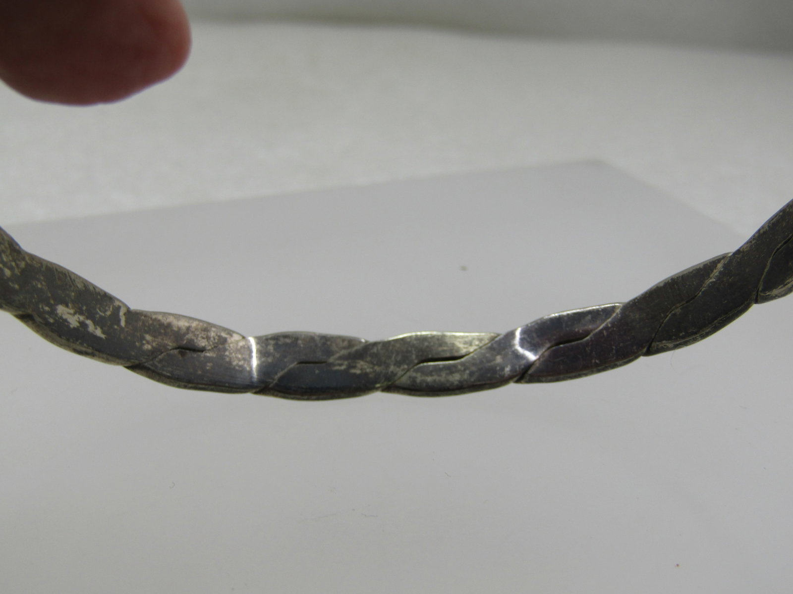 Vintage Silver Bangle Bracelet, Crisscross, Mexico, 8", Unisex - 5