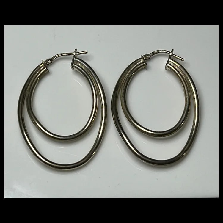 Estate Sterling Silver JORDAN MOM Double Hoop EarringsHallmarked 925 JORDAN MOMSterling SilverWeighs - 2