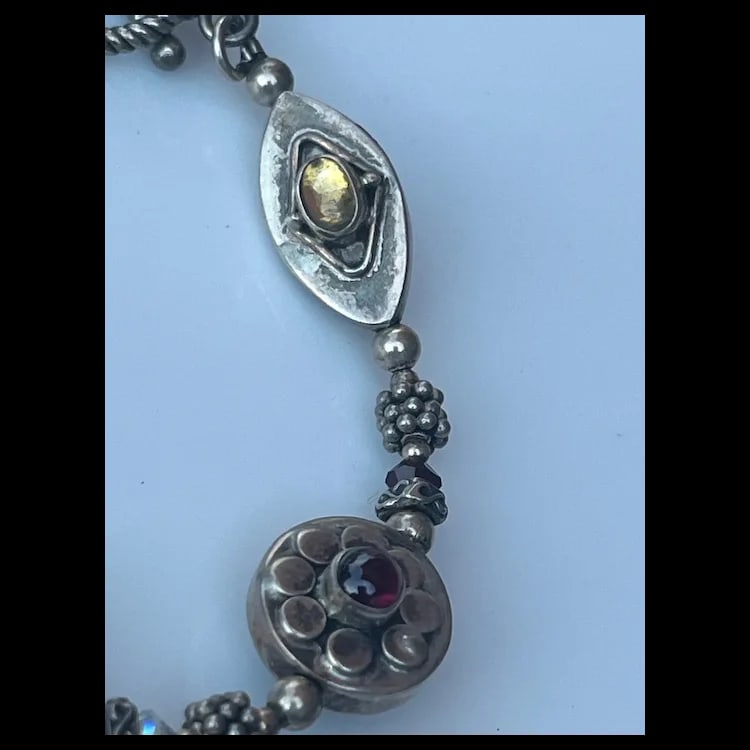 Estate Sterling Silver Double Sided Cabachon BraceletSterling Silver, Cabachon Tested Sterling - 4