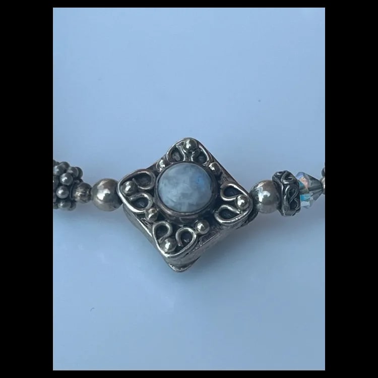 Estate Sterling Silver Double Sided Cabachon BraceletSterling Silver, Cabachon Tested Sterling - 6