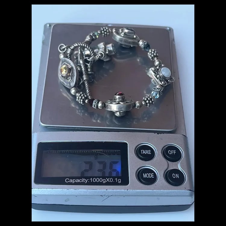Estate Sterling Silver Double Sided Cabachon BraceletSterling Silver, Cabachon Tested Sterling - 7
