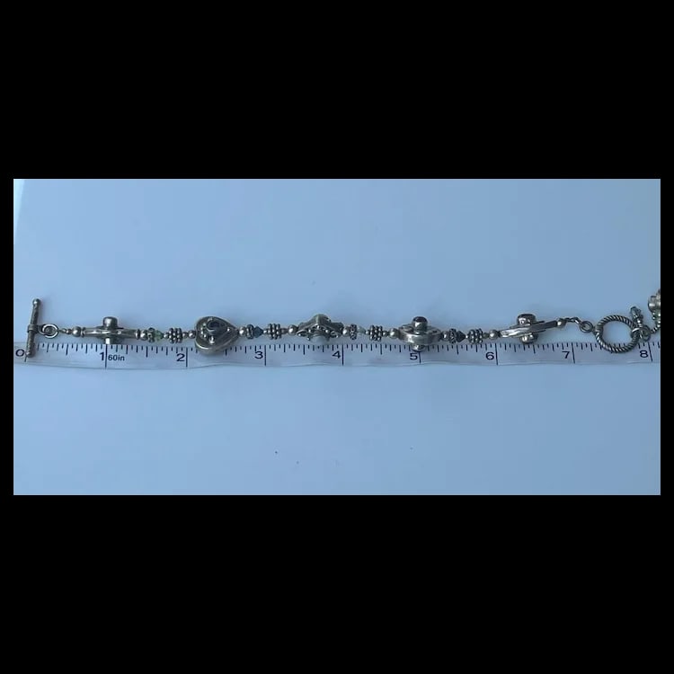 Estate Sterling Silver Double Sided Cabachon BraceletSterling Silver, Cabachon Tested Sterling - 8