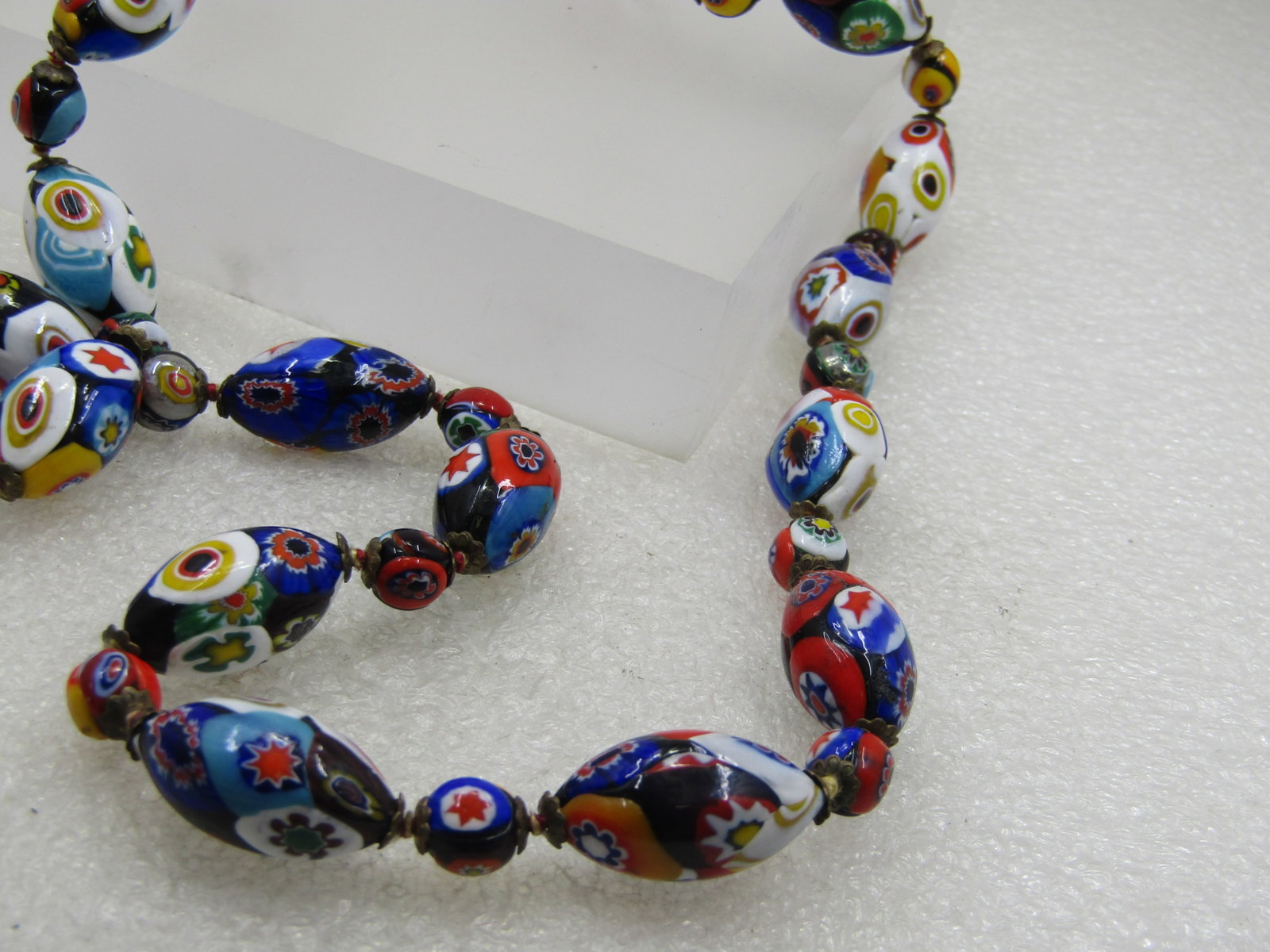 Vintage Venetian Millefiori Beaded Necklace, 22", Mid-Century - 5