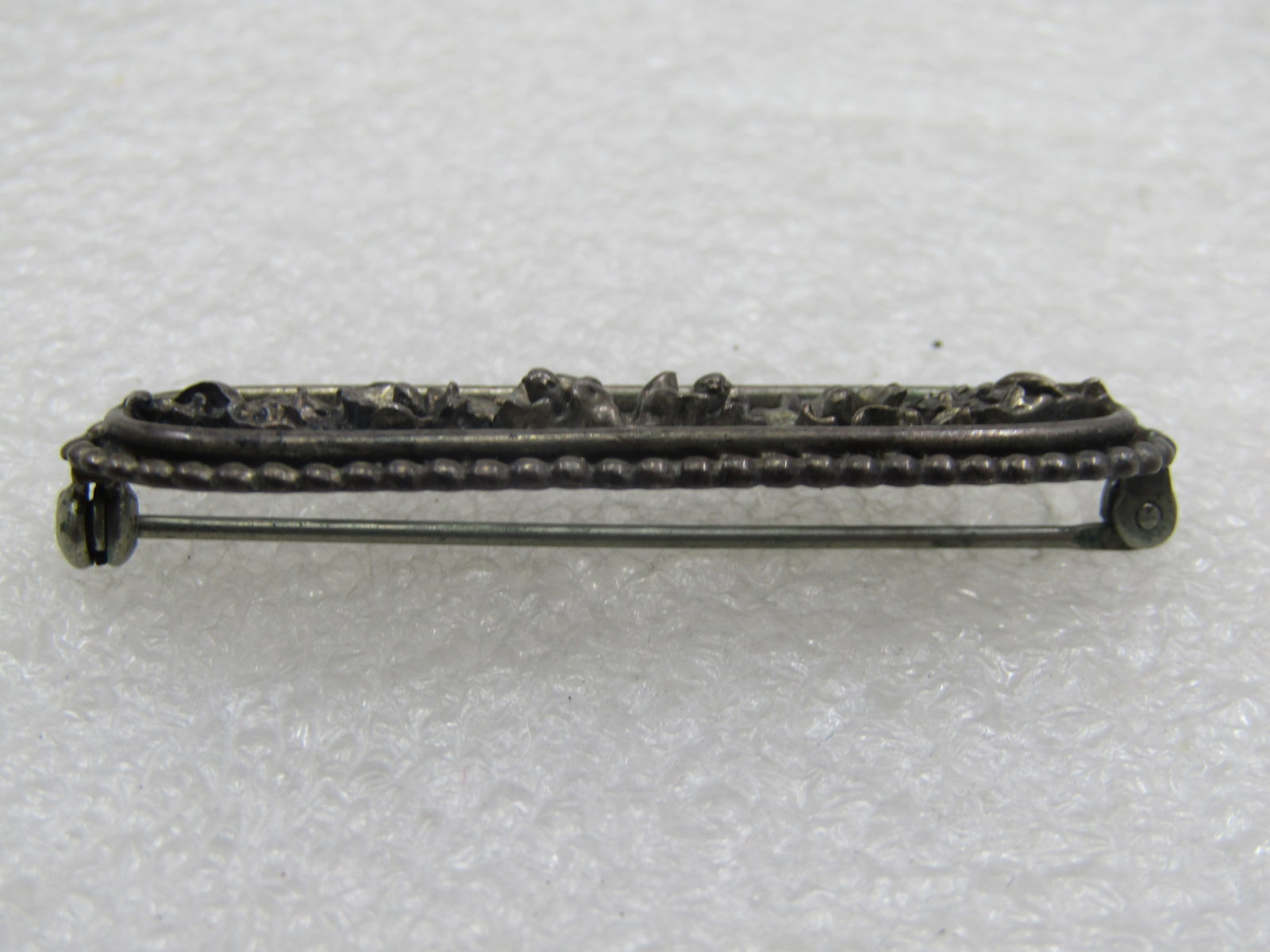 Vintage Beau Sterling Floral Bar Brooch, 2", 1940's - 5