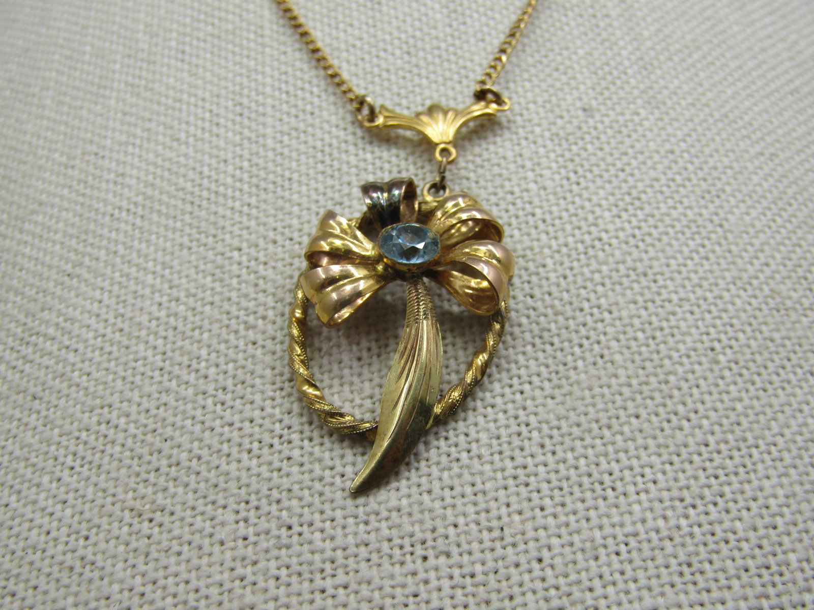 Vintage 12kt G.F. Rhinestone Lavalier Necklace, 18" - 3