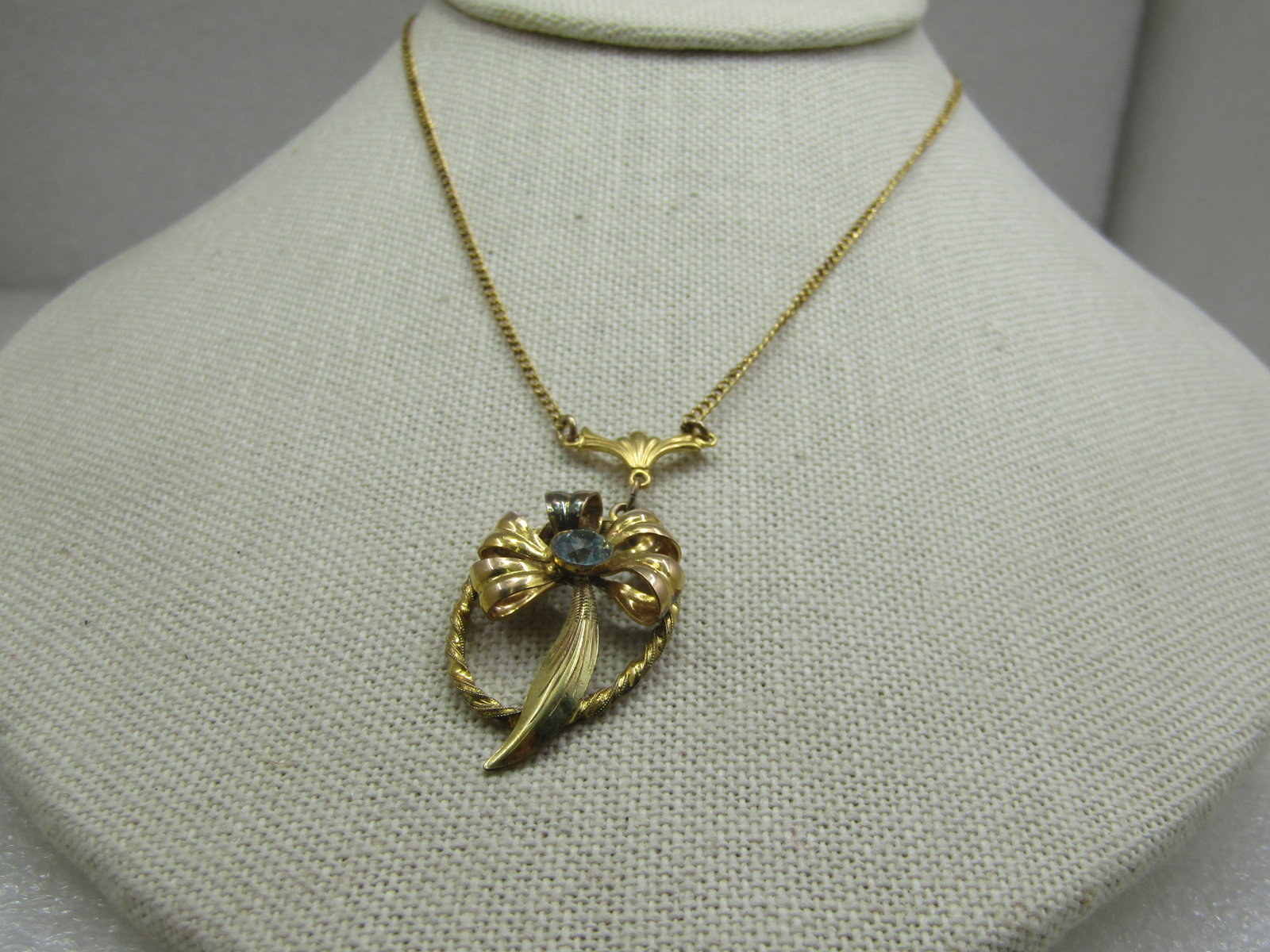 Vintage 12kt G.F. Rhinestone Lavalier Necklace, 18" - 4