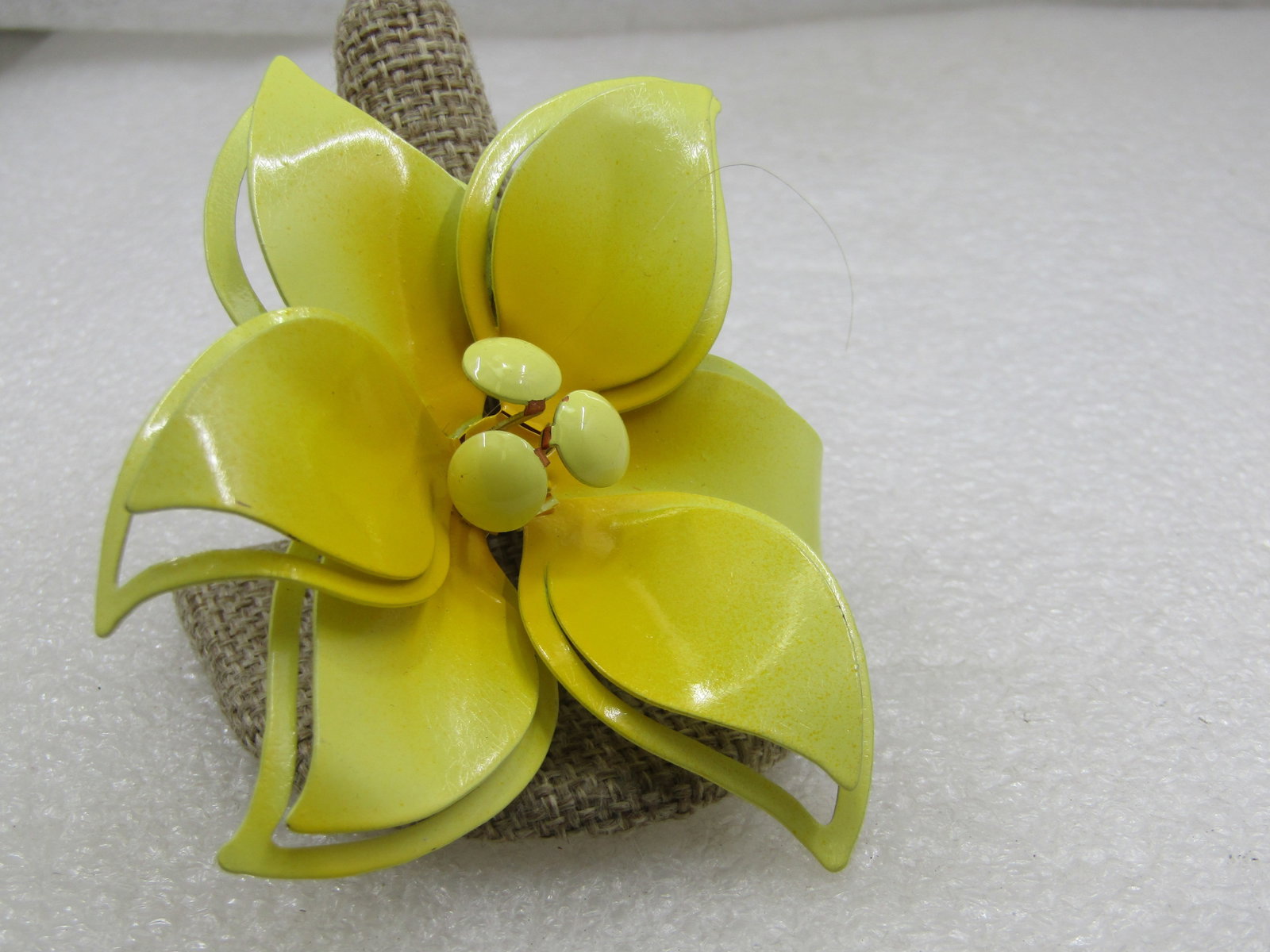 Vintage Yellow Enameled Flower Blossom Brooch, 1960's - 2