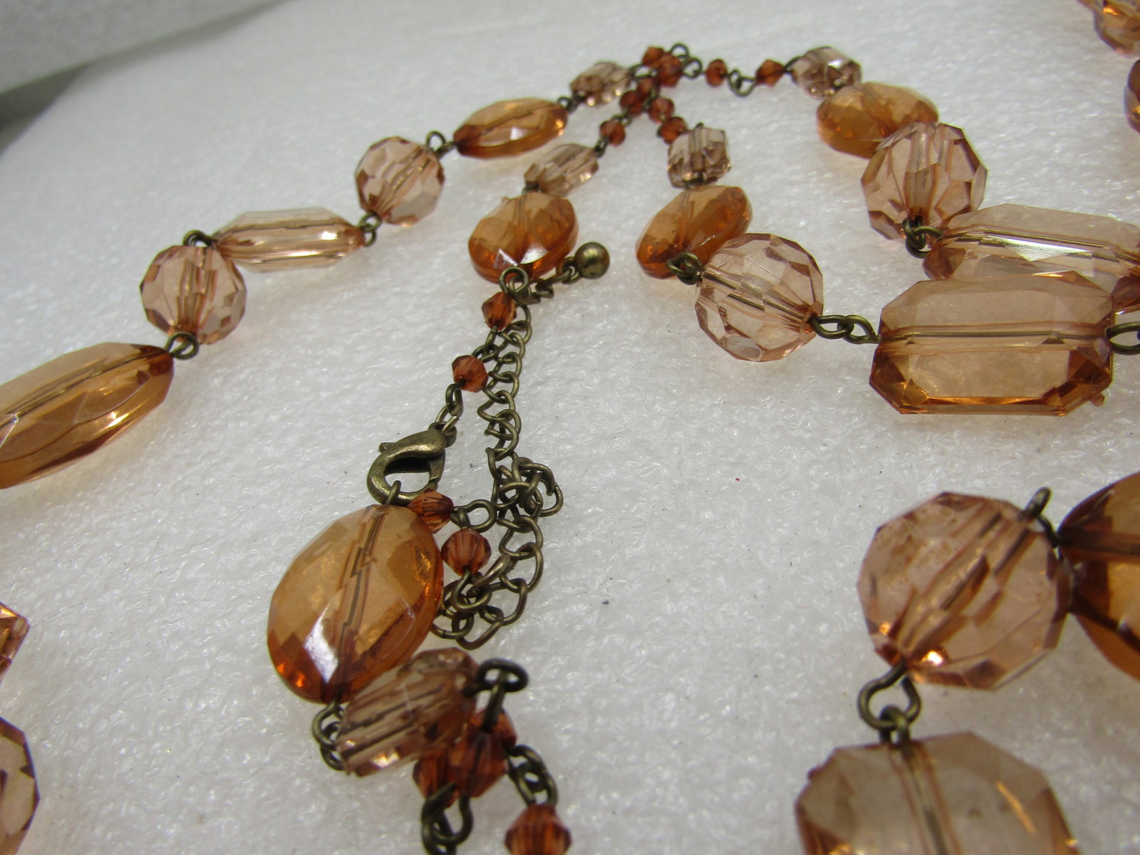 Vintage Graduated Orange and Gold Thread Necklace, 32" Multi-Strand - 5