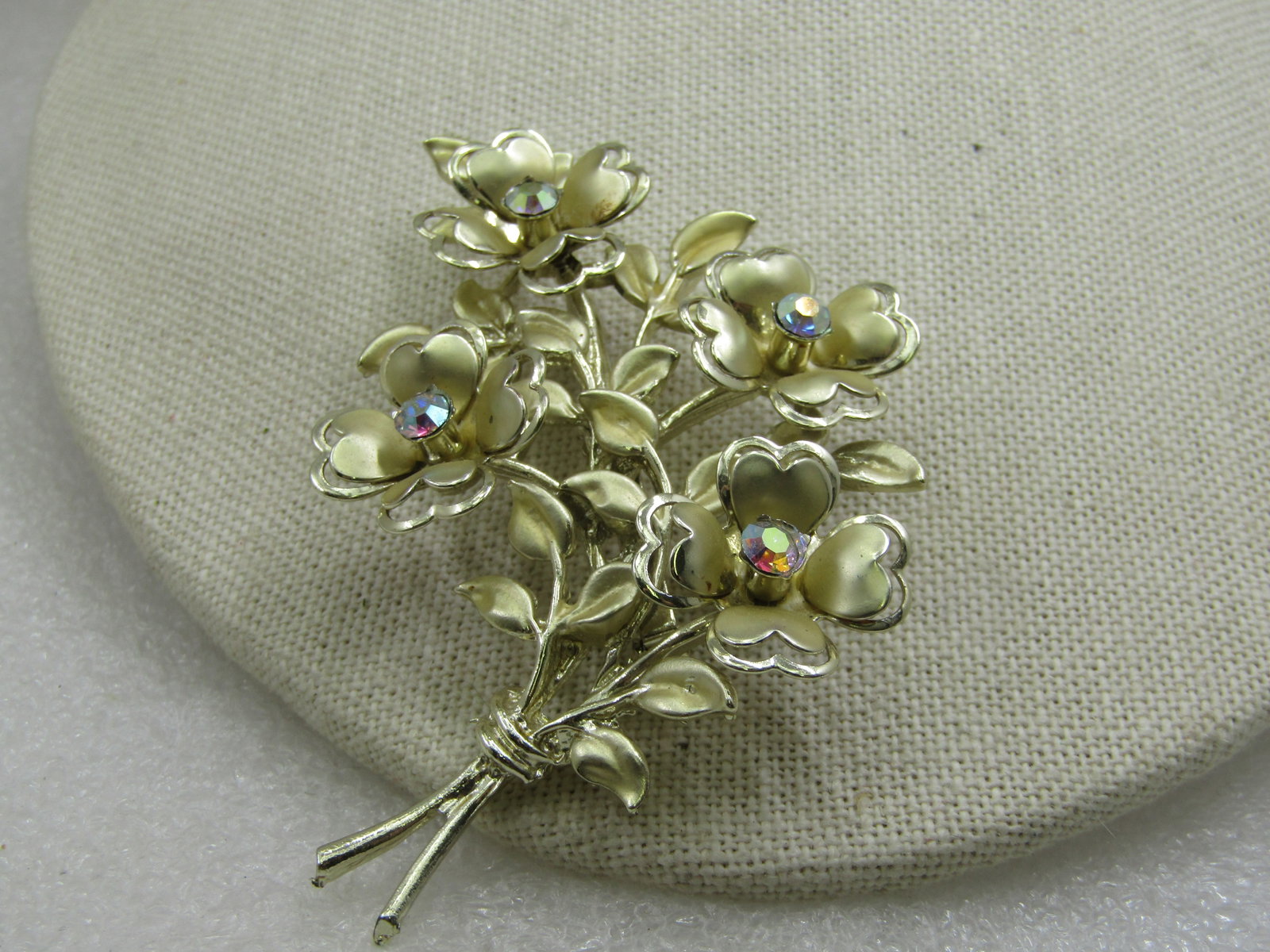 Vintage Coro Floral Bouquet Brooch, AB Rhinestones, Mid-Century - 2