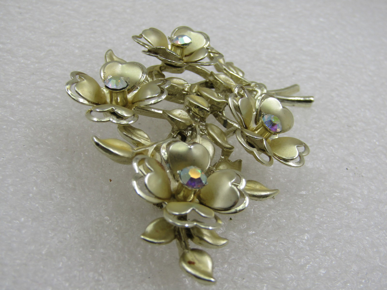 Vintage Coro Floral Bouquet Brooch, AB Rhinestones, Mid-Century - 7