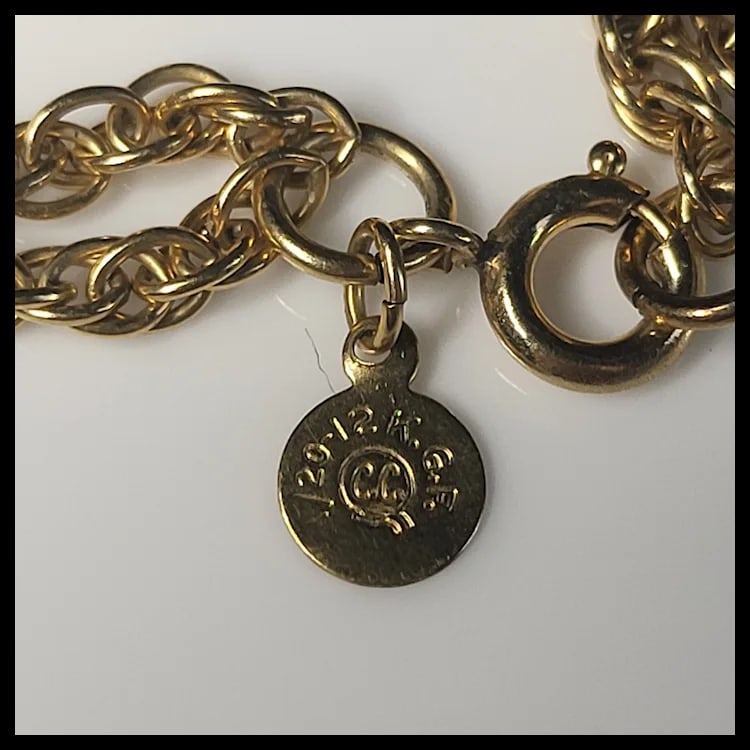 Vintage 12k Gold Filled Cameo C.C. Bracelet Hallmarked 1/20-12k G.F. C.C. - 5