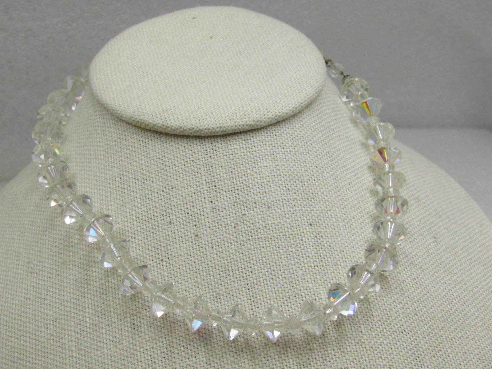 Vintage Crystal Aurora Borealis Beaded Necklace 15.5" - 3