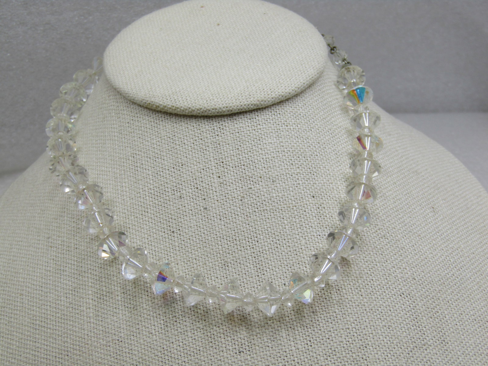 Vintage Crystal Aurora Borealis Beaded Necklace 15.5" - 4