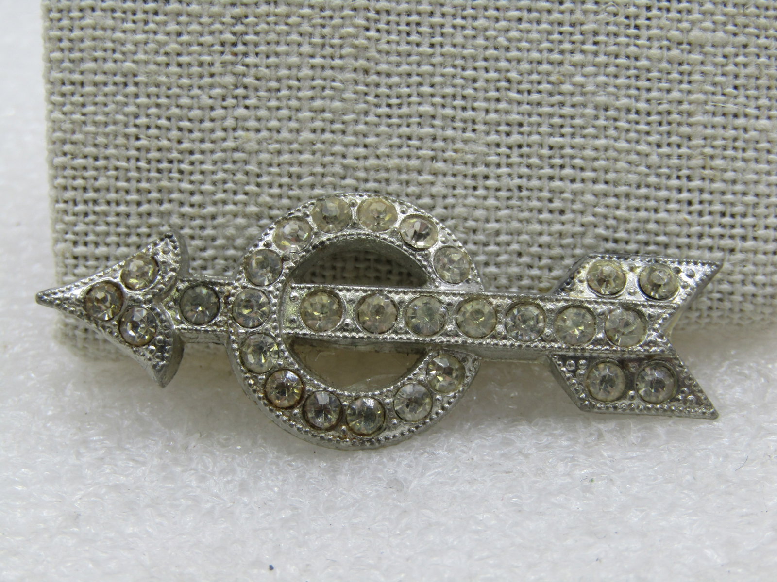 Vintage Art Deco Rhinestone Arrow Brooch, 1920's, C-Clasp, Signed Goody - 3