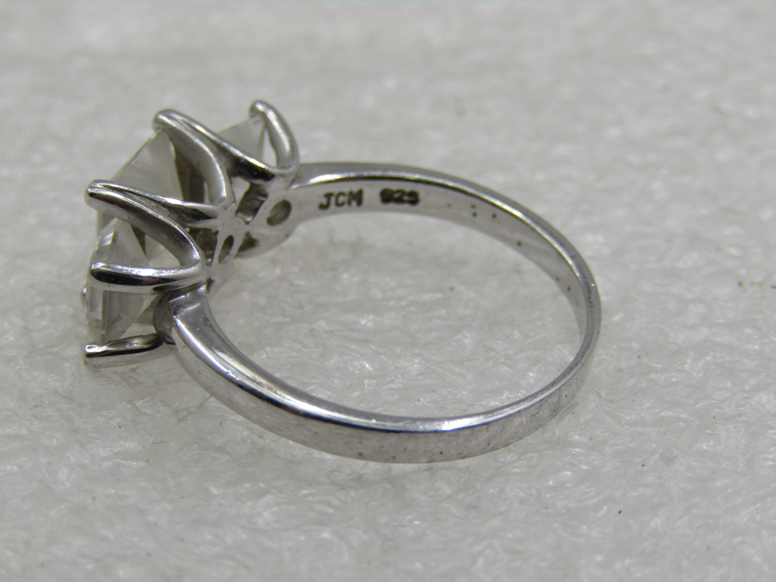 Vintage Sterling CZ Engagement Ring, Signed Diamonique, Sz. 8.25 - 7