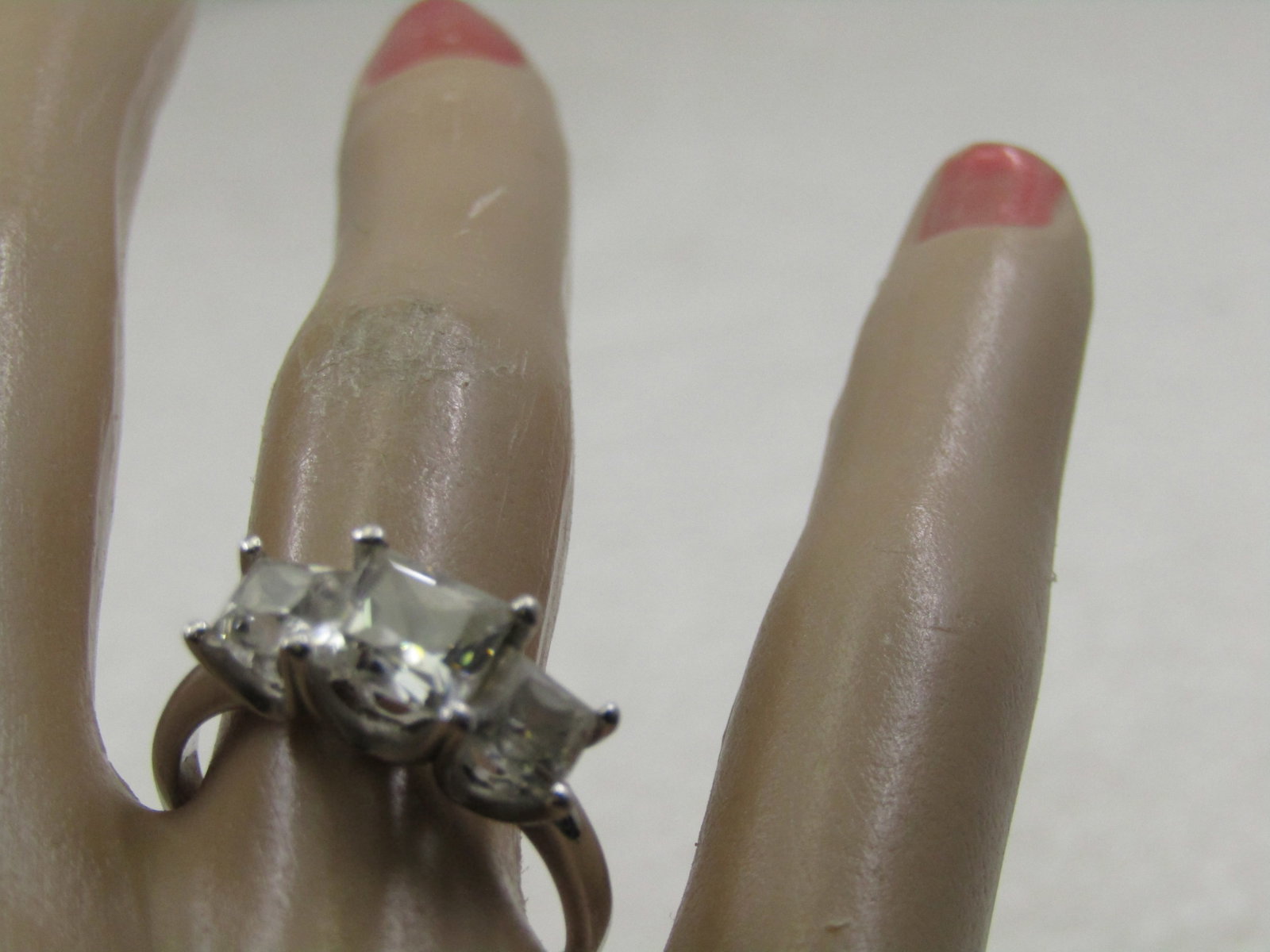 Vintage Sterling CZ Engagement Ring, Signed Diamonique, Sz. 8.25 - 8