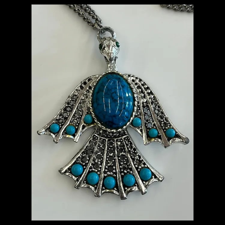Vintage Phoenix Bird NecklaceCostumeWeighs 61.5 gramsChain measures 24 inches Bird Measures 3 x 2.5 - 3