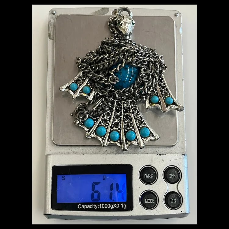 Vintage Phoenix Bird NecklaceCostumeWeighs 61.5 gramsChain measures 24 inches Bird Measures 3 x 2.5 - 5