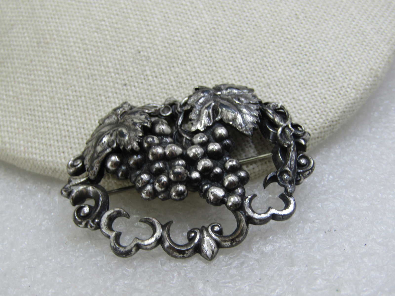 Vintage Grape Cluster & Vine Brooch, 1940's, 1.75" - 2