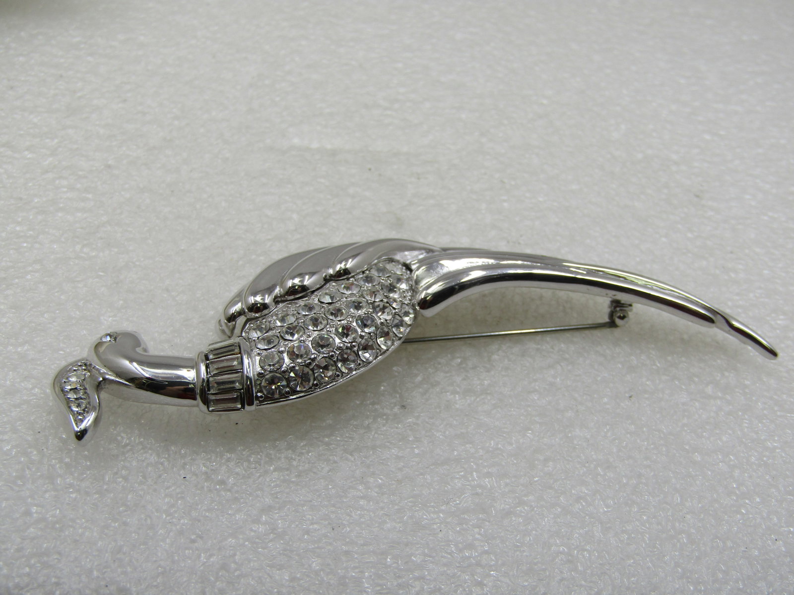 Vintage Monet Rhinestone Peacock/ Bird of Paradise Brooch, 4" - 7