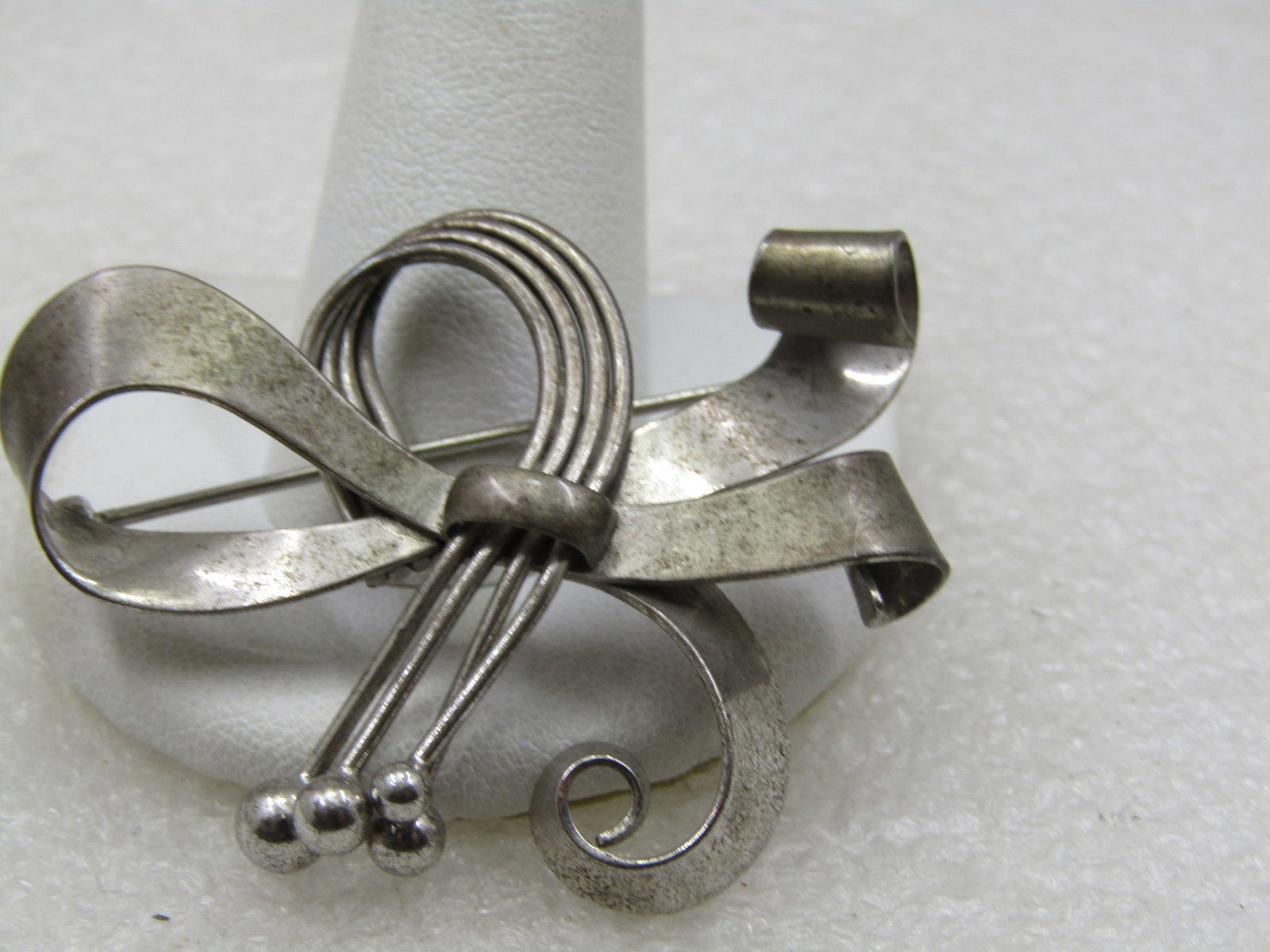 Vintage Sterling Mid-Century Mod Looped Bow Brooch, 2" by 1.75" - 2