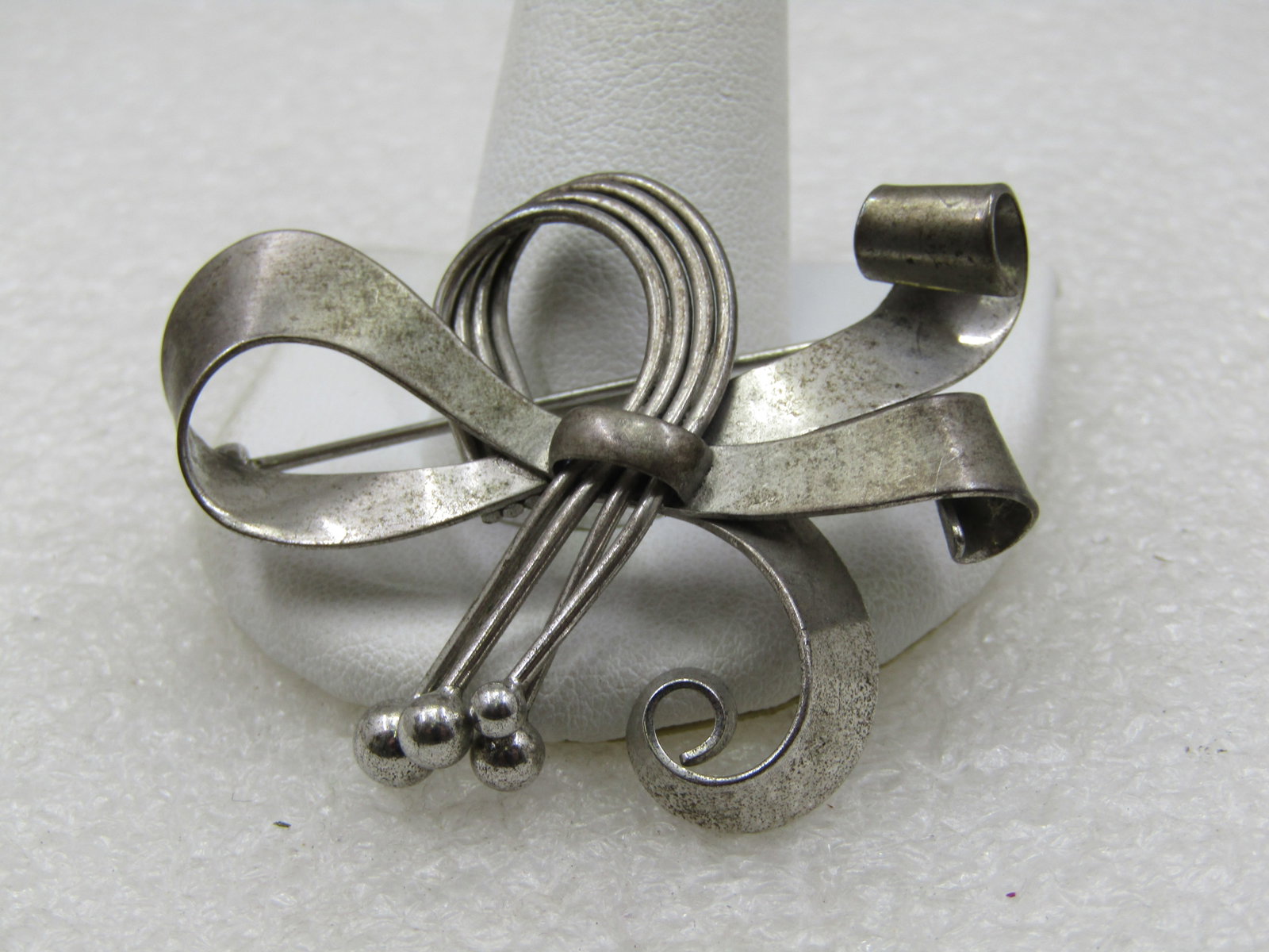 Vintage Sterling Mid-Century Mod Looped Bow Brooch, 2" by 1.75" - 4