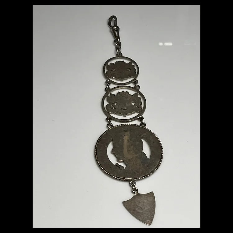 Vintage Sterling Silver Watch Fob made of Latvian Republic coins Sterling Silver Weighs 34.1 - 6