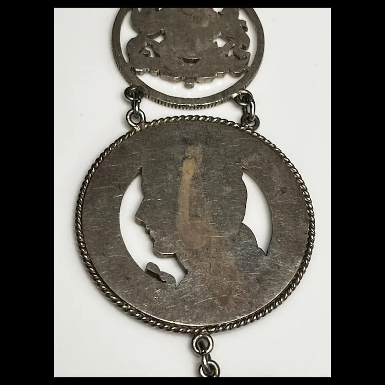 Vintage Sterling Silver Watch Fob made of Latvian Republic coins Sterling Silver Weighs 34.1 - 7