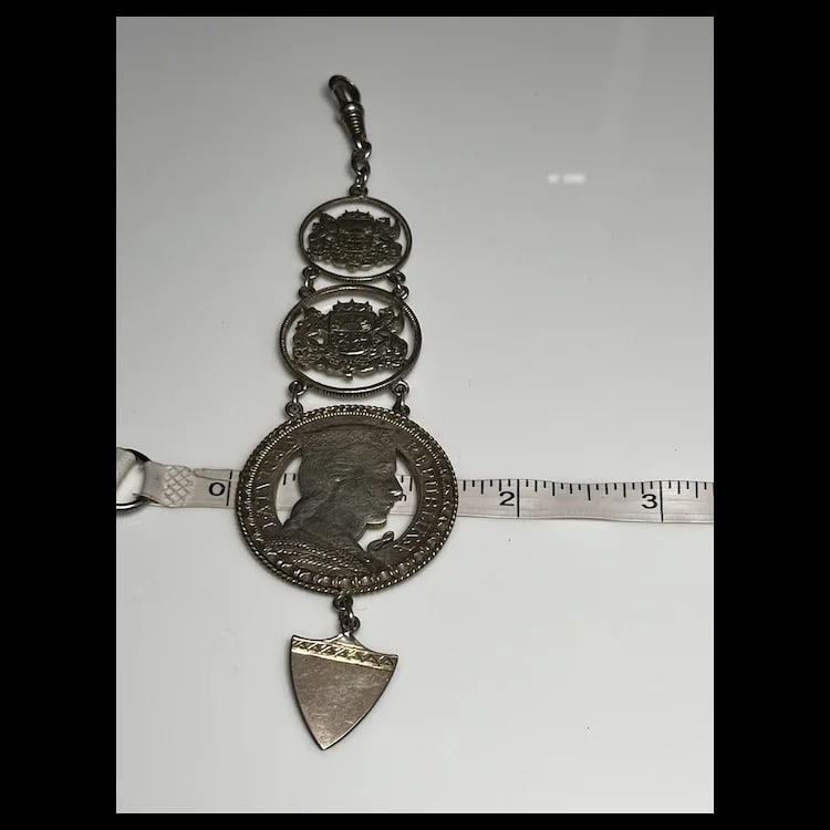 Vintage Sterling Silver Watch Fob made of Latvian Republic coins Sterling Silver Weighs 34.1 - 8