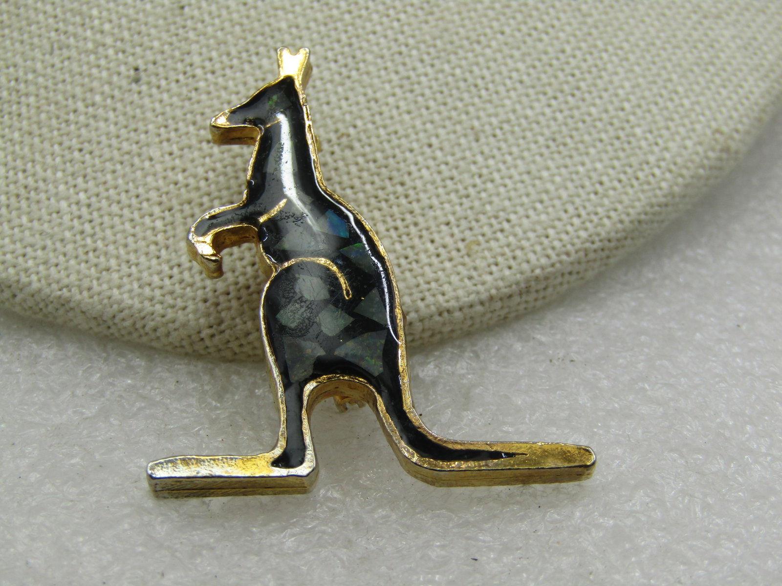 Vintage Kangaroo Brooch, Inlaid Opal Chips In Clear Resin, - 2