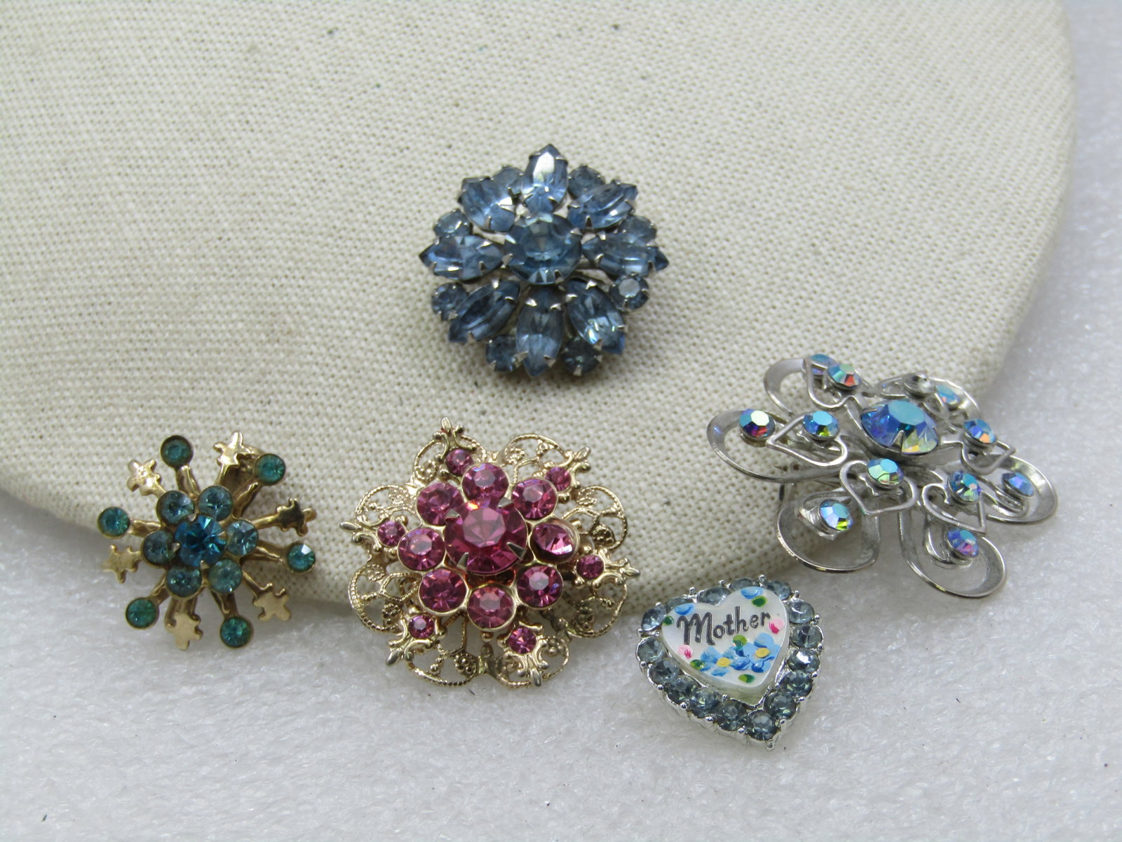 Vintage Rhinestone Blossom Brooch Lot, 1940's-1950's - 2