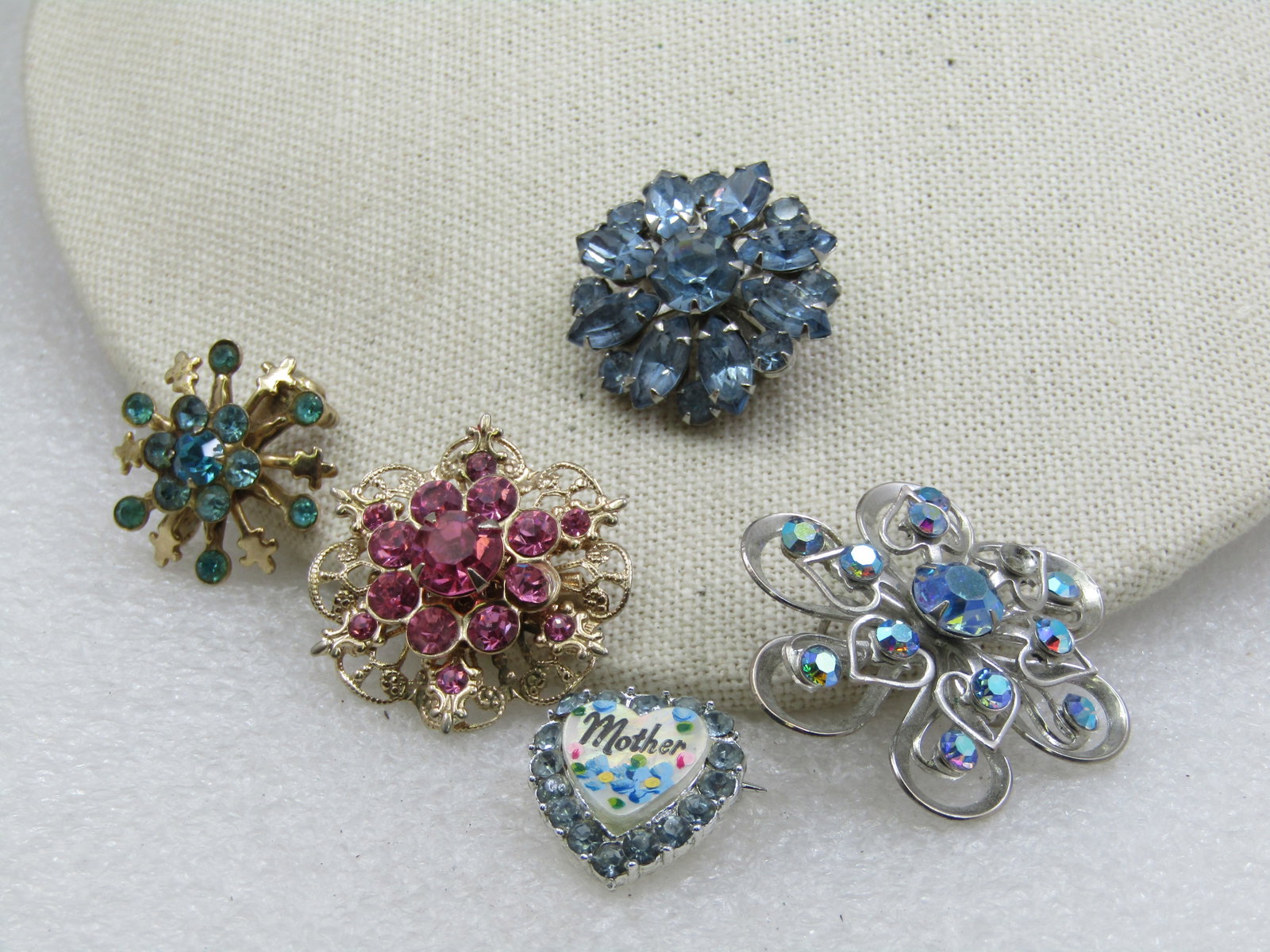 Vintage Rhinestone Blossom Brooch Lot, 1940's-1950's - 3