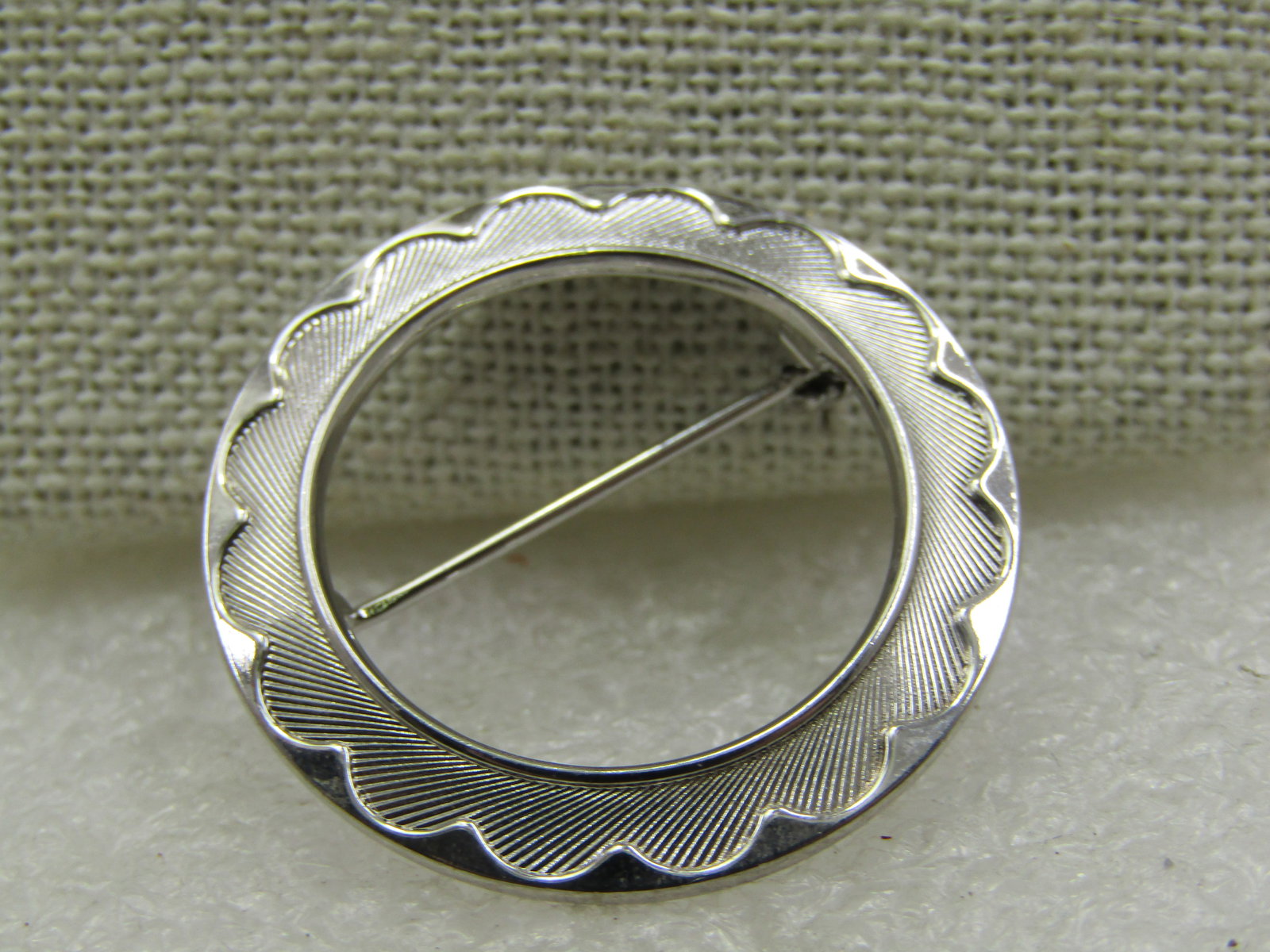 Vintage Scalloped Circle Brooch, 1.25", 1960's - 2