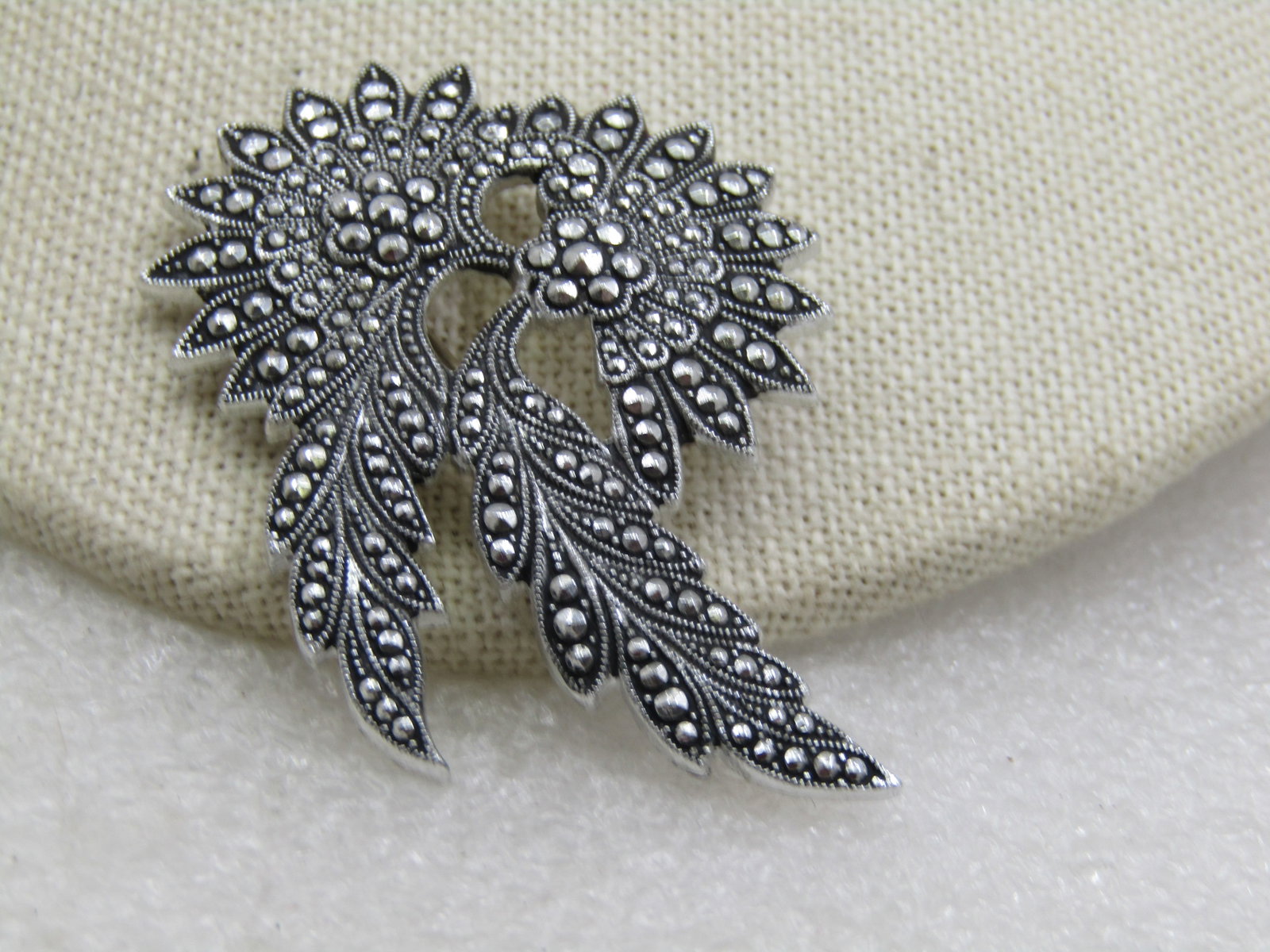 Vintage Aluminum Faux Marcasite Brooch, W. Germany, Mid-Century, trombone Clasp - 2
