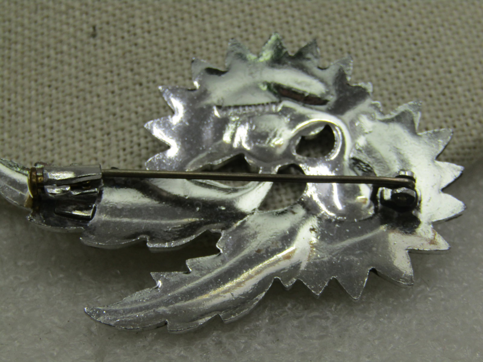 Vintage Aluminum Faux Marcasite Brooch, W. Germany, Mid-Century, trombone Clasp - 4