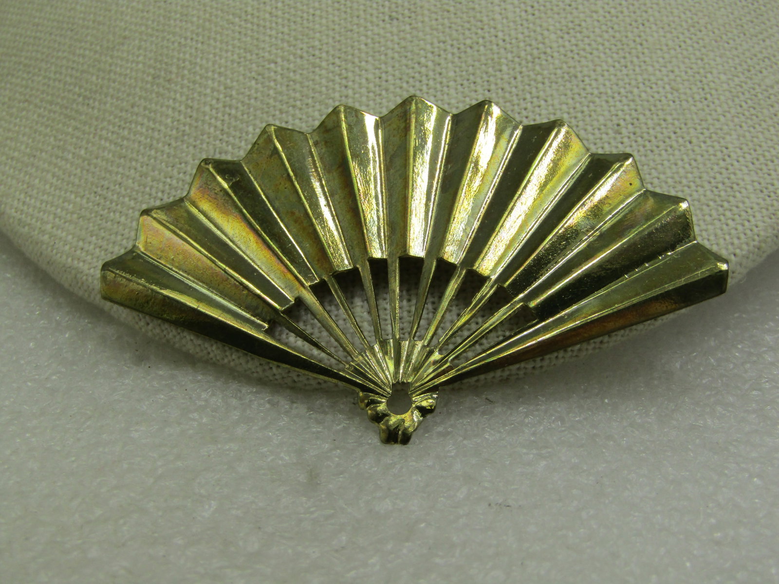 Vintage Gold Tone Fan Brooch, 3" by 1.75", 1960's-1970's - 3