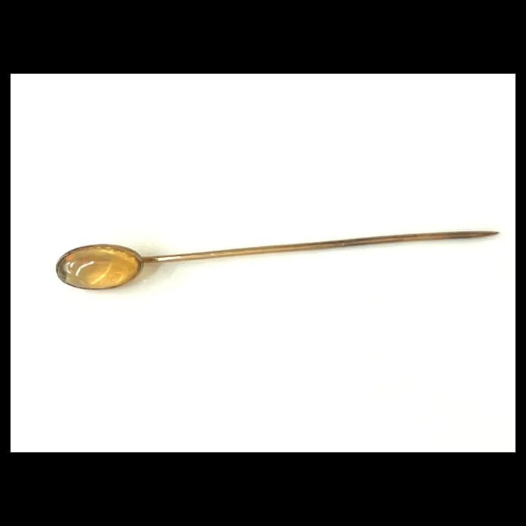 Antique 14k Gold Fire Opal Stickpin - 2