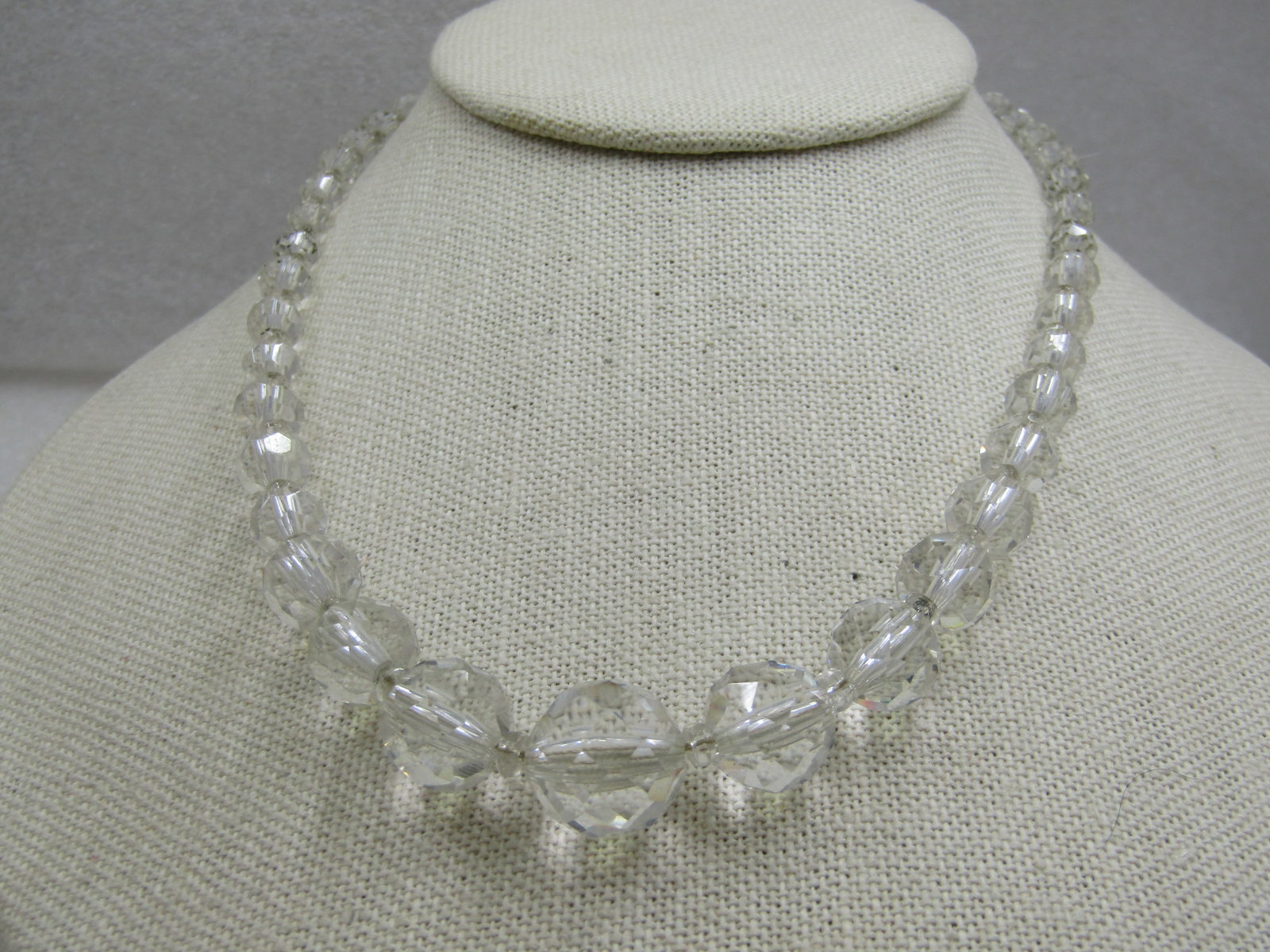 Vintage Crystal Faceted Beaded Necklace, 16", 1930's-1940's - 2