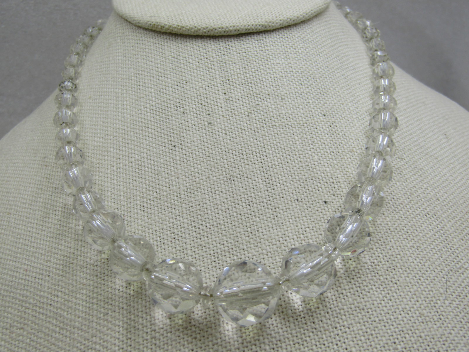 Vintage Crystal Faceted Beaded Necklace, 16", 1930's-1940's - 3