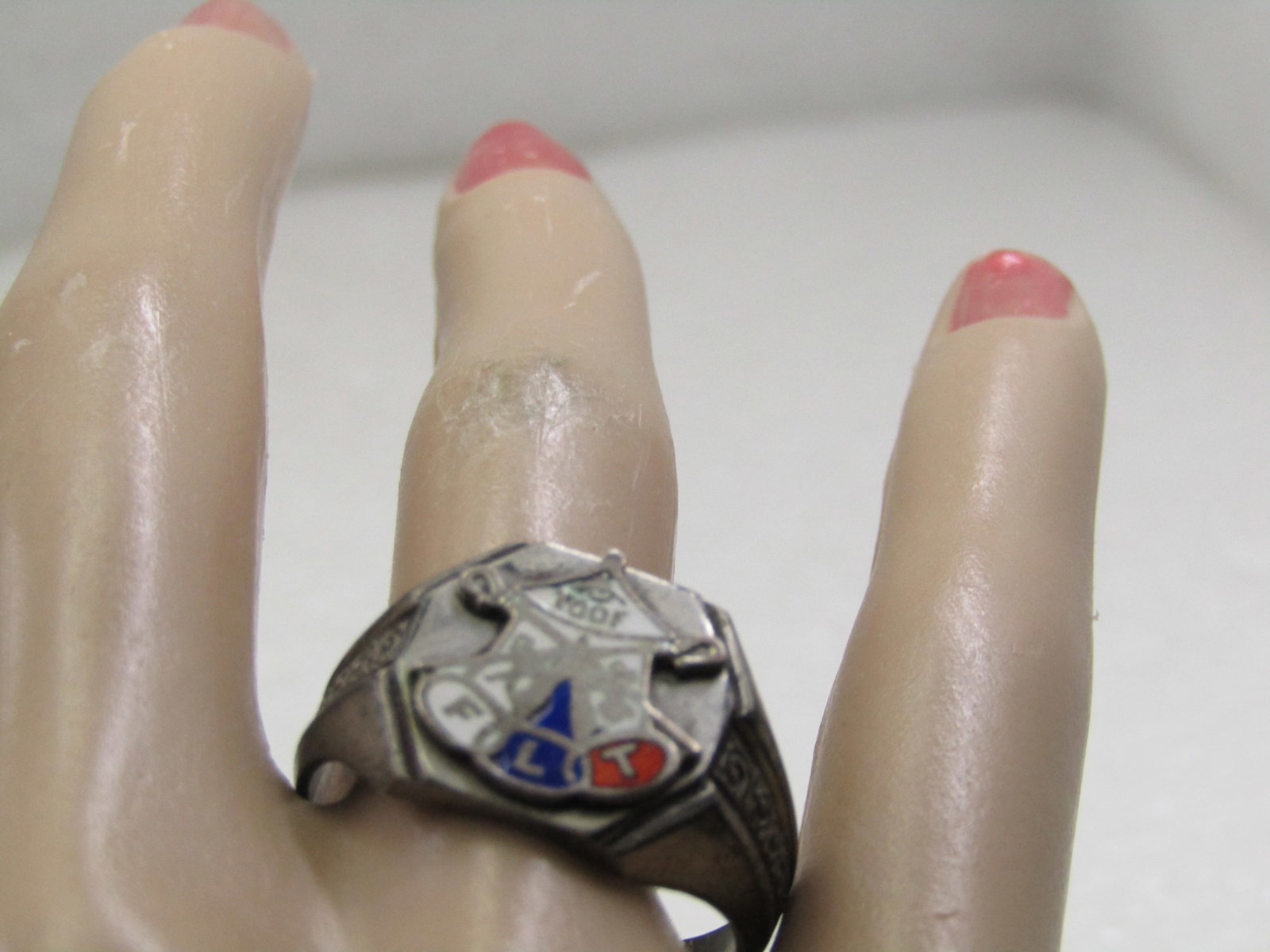 Sterling Enameled Oddfellows Ring, iOOF, FLT Sz. 12.75, Mid-Century - 8