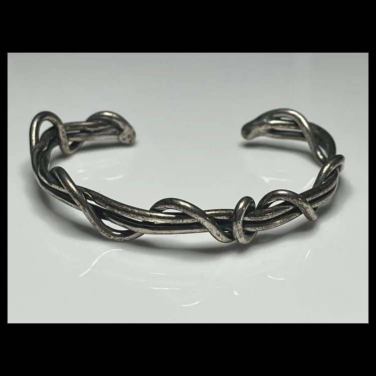 Estate Sterling Silver Wrapped Vine Cuff Bracelet Hallmarked Sterling Weighs 18.9 gramsMeasures 2 x - 2